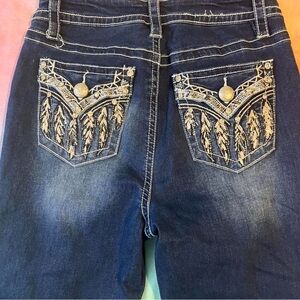 Stylish Blue Boot Cut Jeans with Embroidery